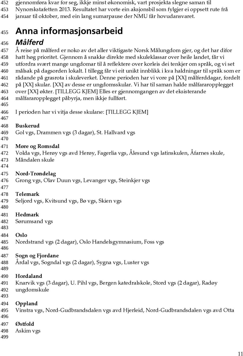 Resultatet har vorte ein aksjonsbil som fylgjer ei oppsett rute frå januar til oktober, med ein lang sumarpause der NMU får hovudansvaret.