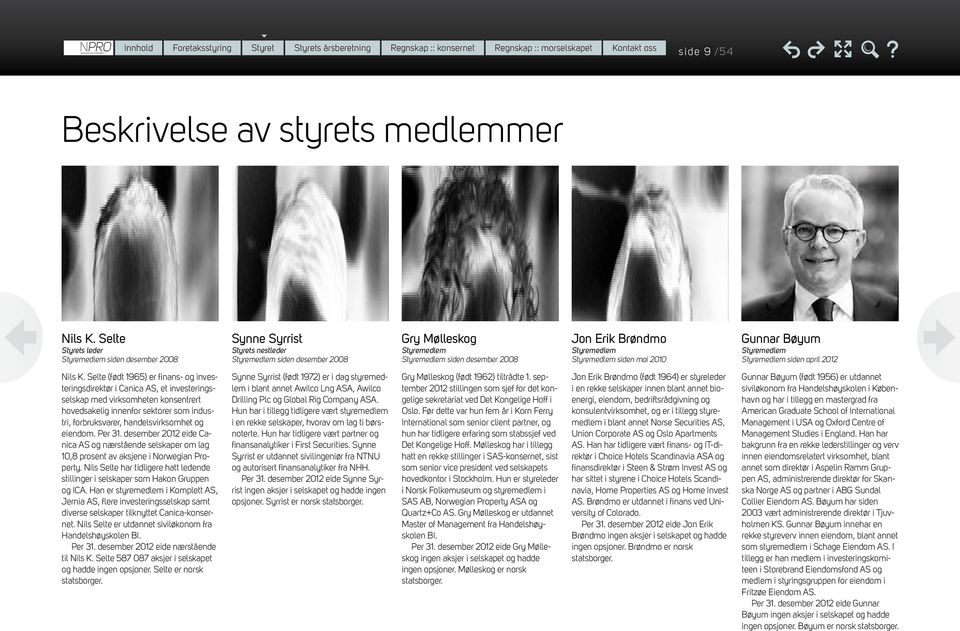 Styremedlem Styremedlem siden mai 2010 Gunnar Bøyum Styremedlem Styremedlem siden april 2012 Nils K.