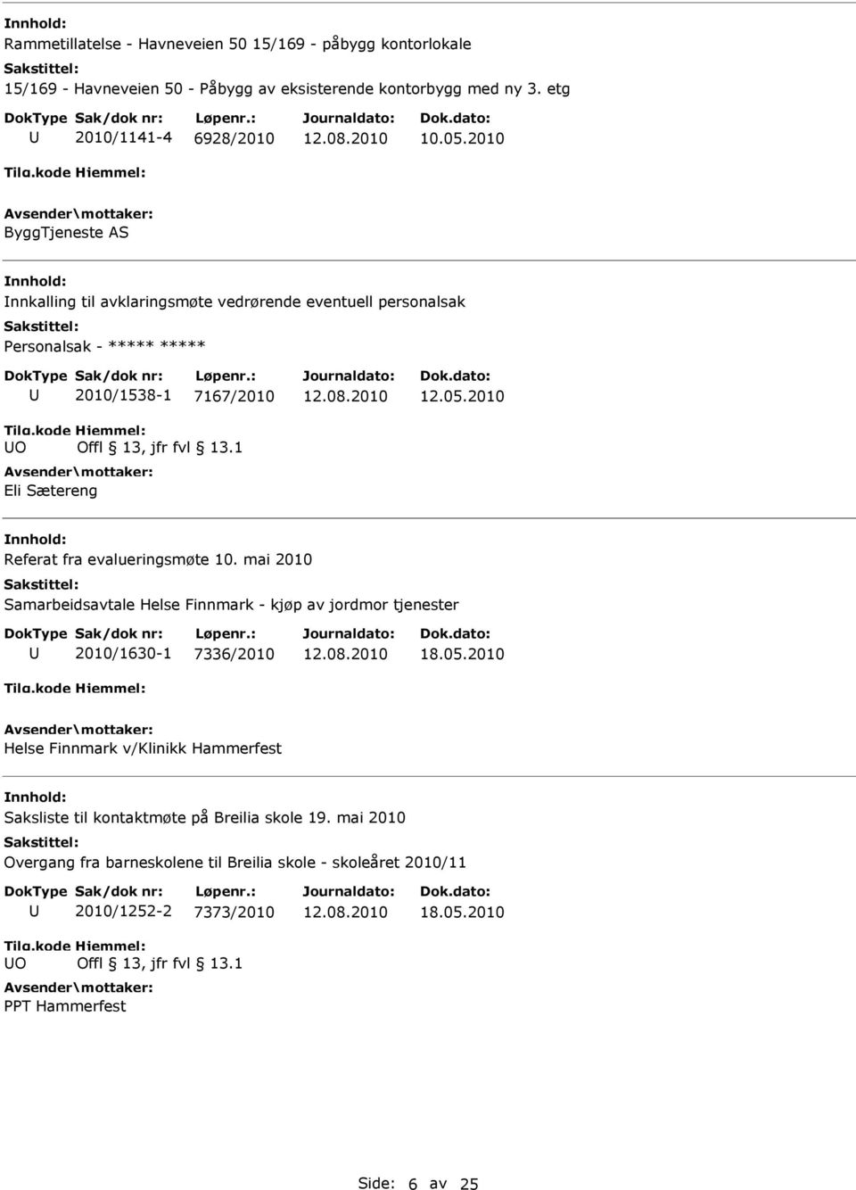 2010 Referat fra evalueringsmøte 10. mai 2010 Samarbeidsavtale Helse Finnmark - kjøp av jordmor tjenester 2010/1630-1 7336/2010 18.05.