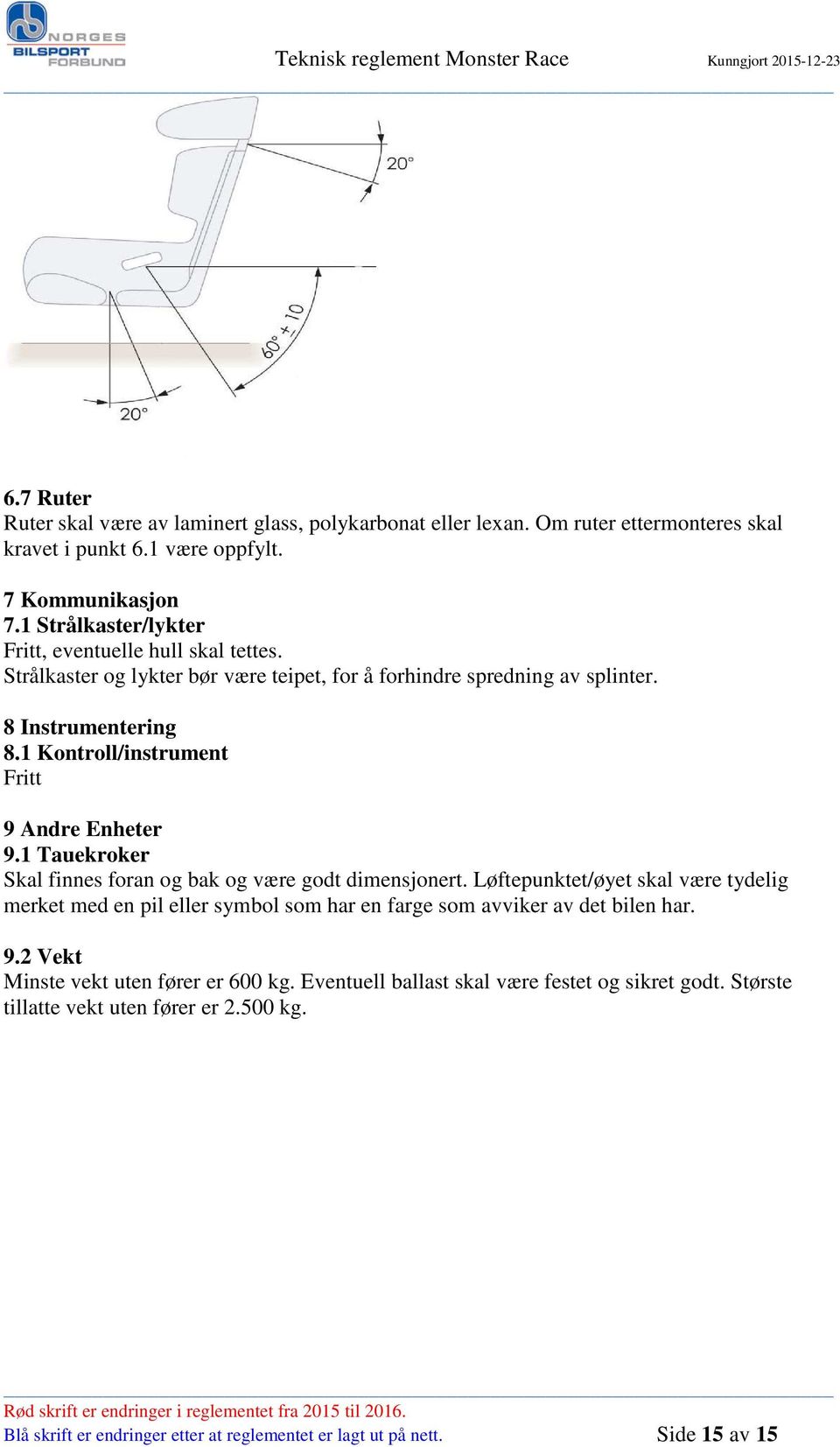 1 Kontroll/instrument 9 Andre Enheter 9.1 Tauekroker Skal finnes foran og bak og være godt dimensjonert.