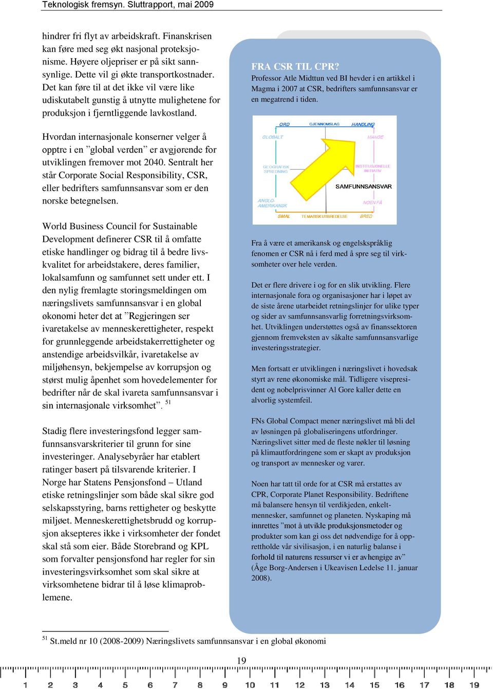 Professor Atle Midttun ved BI hevder i en artikkel i Magma i 2007 at CSR, bedrifters samfunnsansvar er en megatrend i tiden.