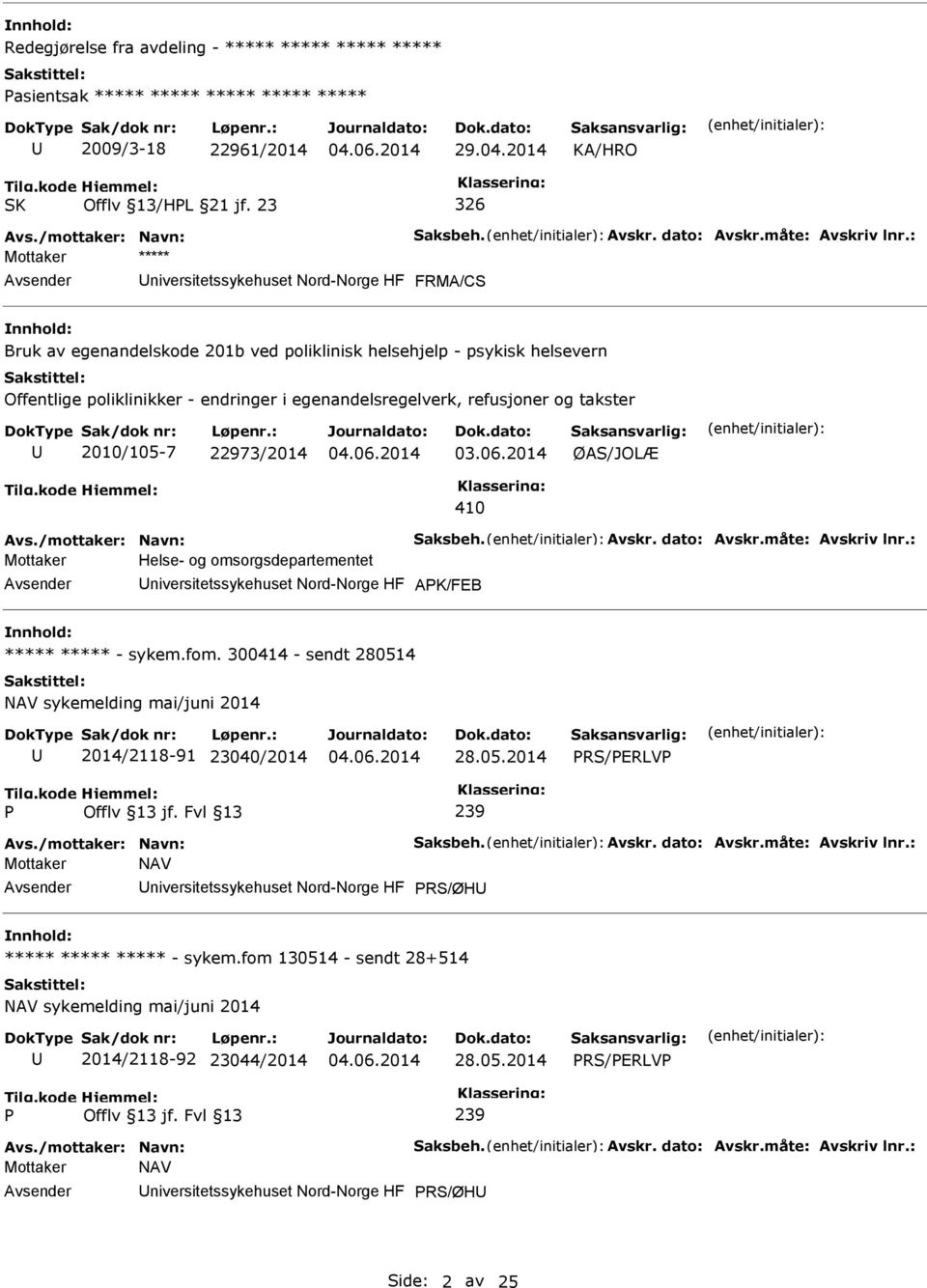 egenandelsregelverk, refusjoner og takster 2010/105-7 22973/2014 03.06.2014 ØAS/JOLÆ 410 Mottaker Helse- og omsorgsdepartementet niversitetssykehuset Nord-Norge HF AK/FEB nnhold: ***** ***** - sykem.