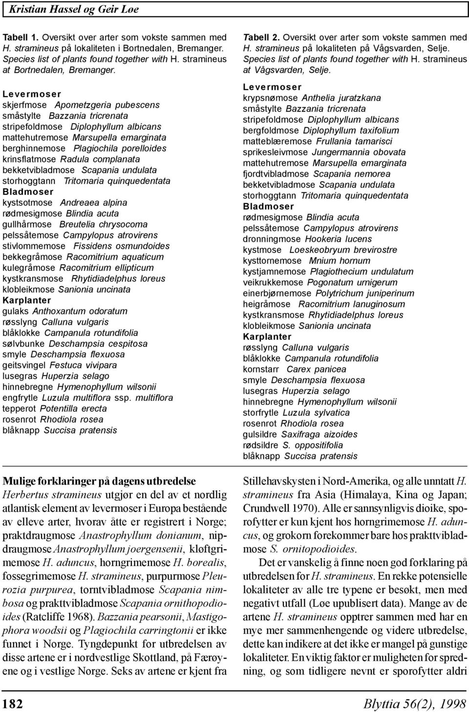 Levermoser skjerfmose Apometzgeria pubescens småstylte Bazzania tricrenata stripefoldmose Diplophyllum albicans mattehutremose Marsupella emarginata berghinnemose Plagiochila porelloides