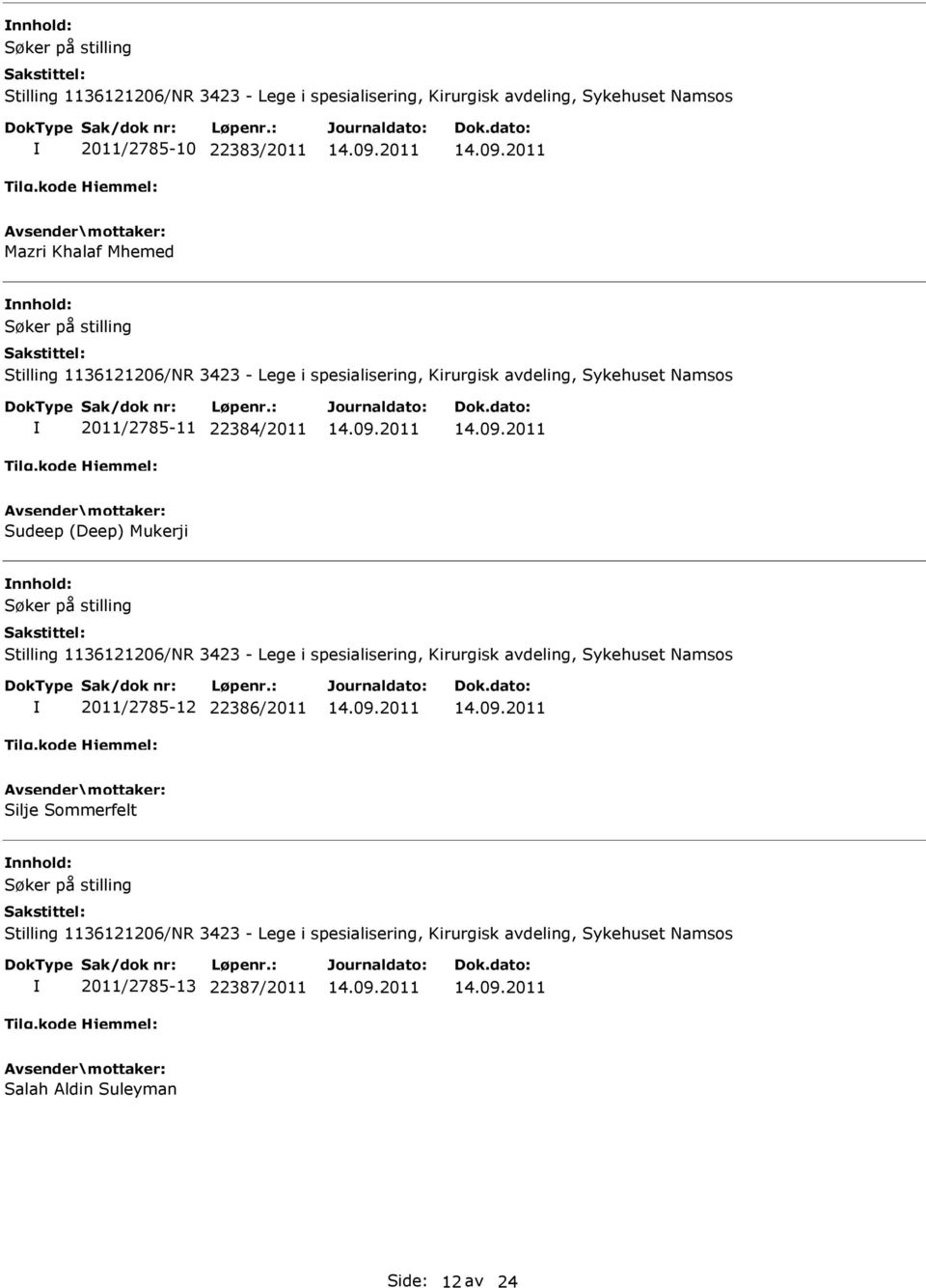 2011/2785-12 22386/2011 Silje Sommerfelt