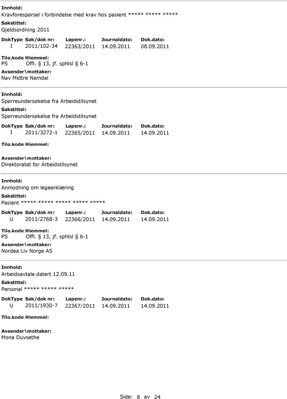 2011 Spørreundersøkelse fra Arbeidstilsynet Spørreundersøkelse fra Arbeidstilsynet 2011/3272-1 22365/2011