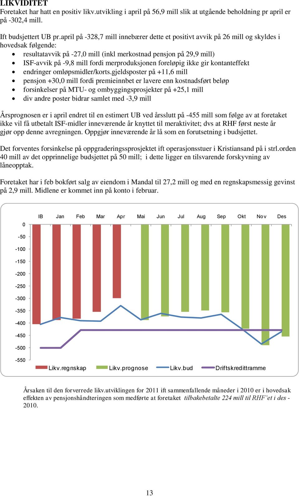 merproduksjonen foreløpig ikke gir kontanteffekt endringer omløpsmidler/korts.