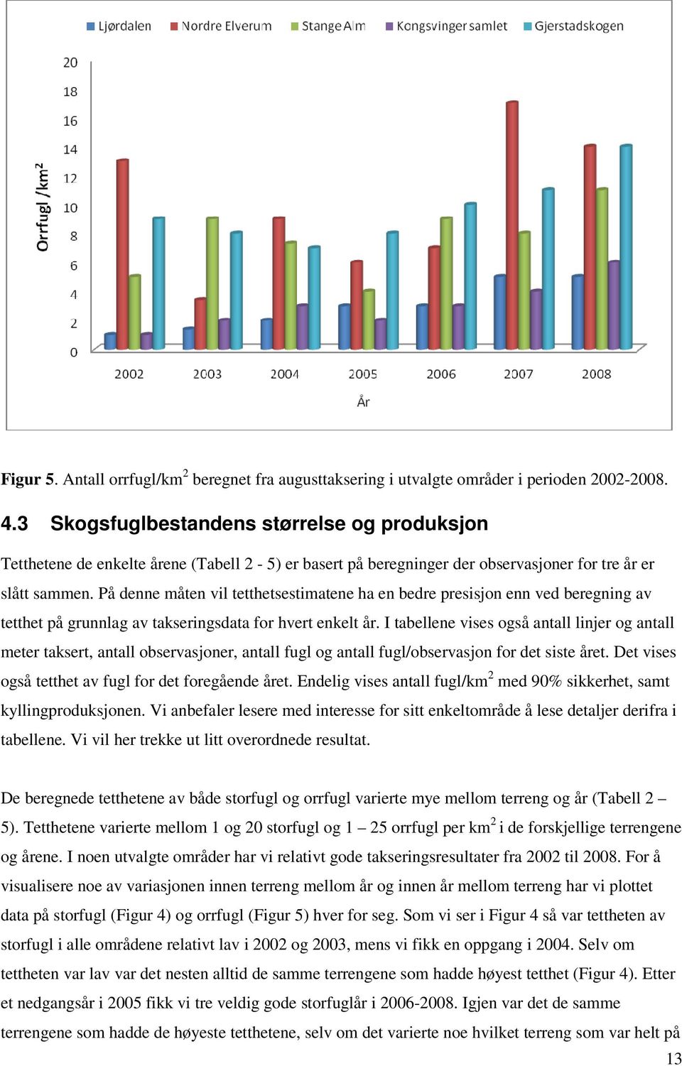 På denne måten vil tetthetsestimatene ha en bedre presisjon enn ved beregning av tetthet på grunnlag av takseringsdata for hvert enkelt år.