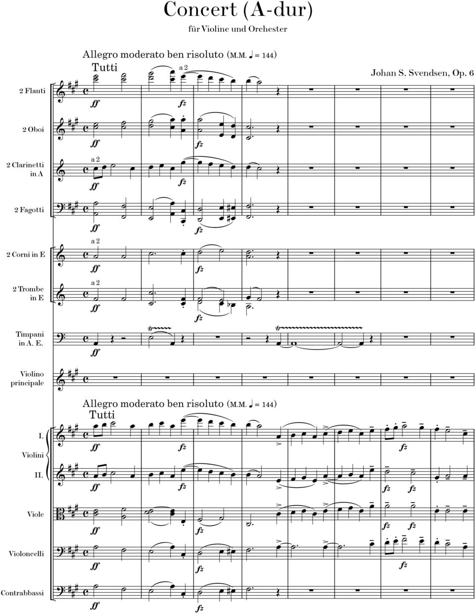 für Violine und Orchester b Ÿ~~~~~~~~~~~~~~~~~~~~~~~ ohan S Svendsen, O 6 Violini I Viole Violoncelli