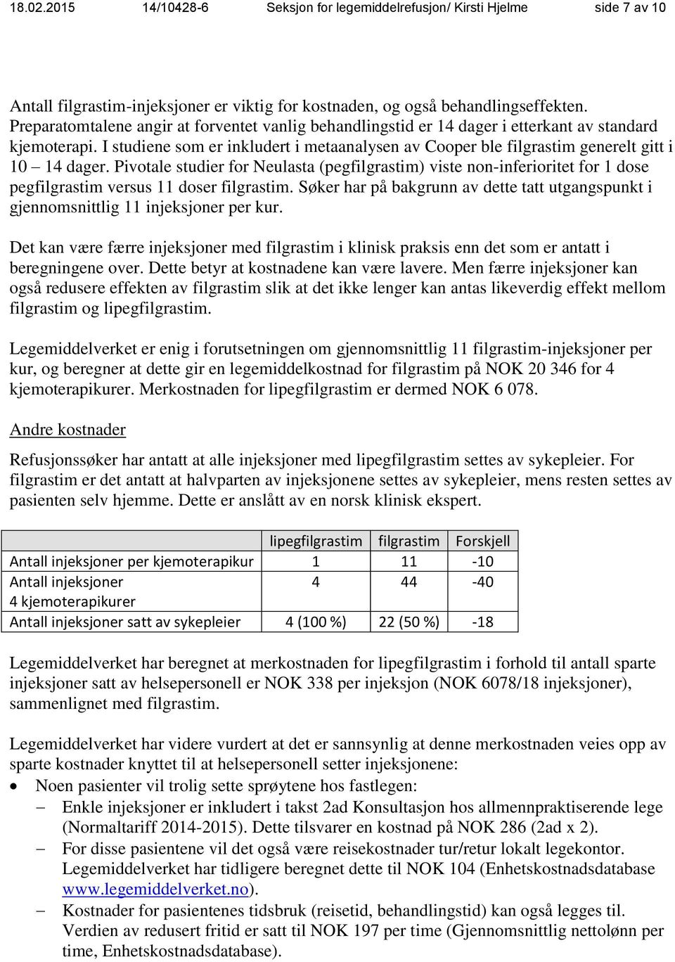 I studiene som er inkludert i metaanalysen av Cooper ble filgrastim generelt gitt i 10 14 dager.