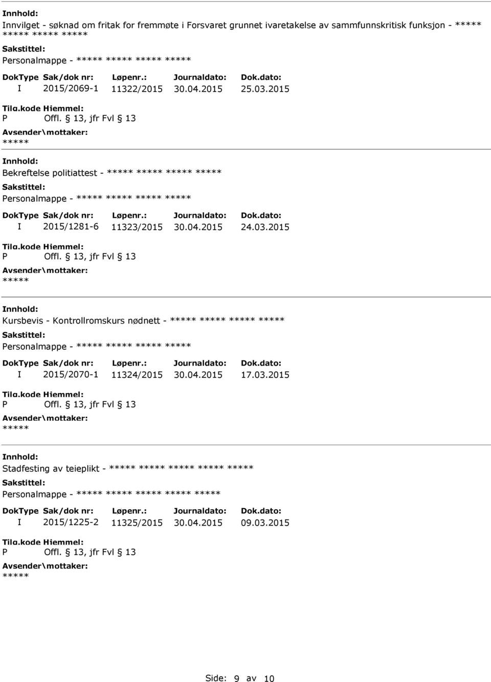 2015 Bekreftelse politiattest - ersonalmappe - 2015/1281-6 11323/2015 24.03.