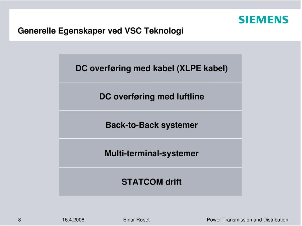 overføring med luftline Back-to-Back systemer