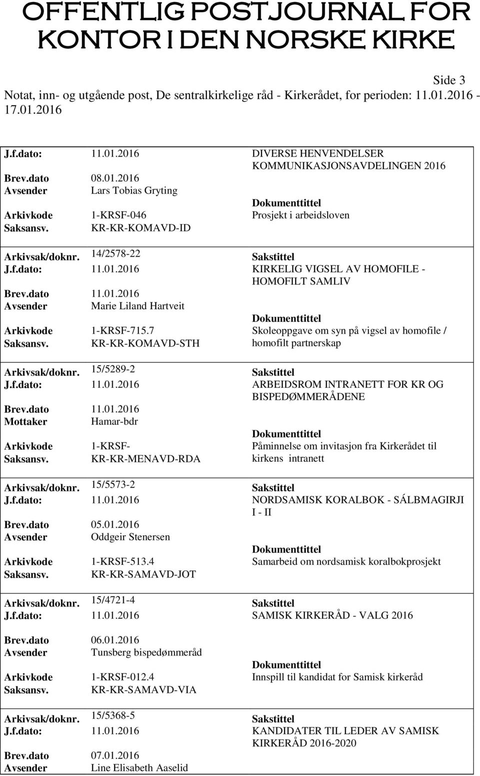 KR-KR-KOMAVD-STH homofilt partnerskap Arkivsak/doknr. 15/5289-2 Sakstittel J.f.dato: 11.01.