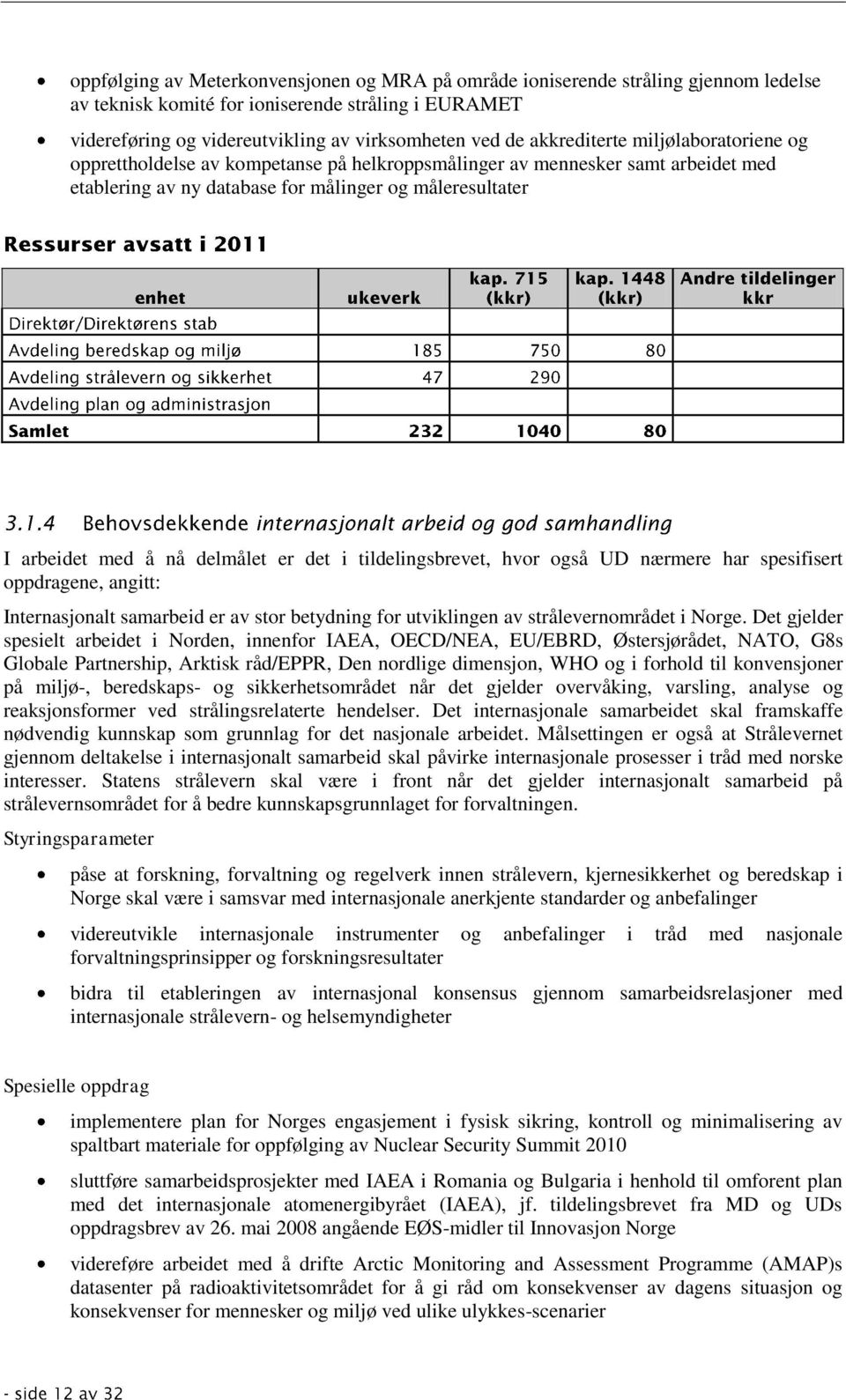 delmålet er det i tildelingsbrevet, hvor også UD nærmere har spesifisert oppdragene, angitt: Internasjonalt samarbeid er av stor betydning for utviklingen av strålevernområdet i Norge.