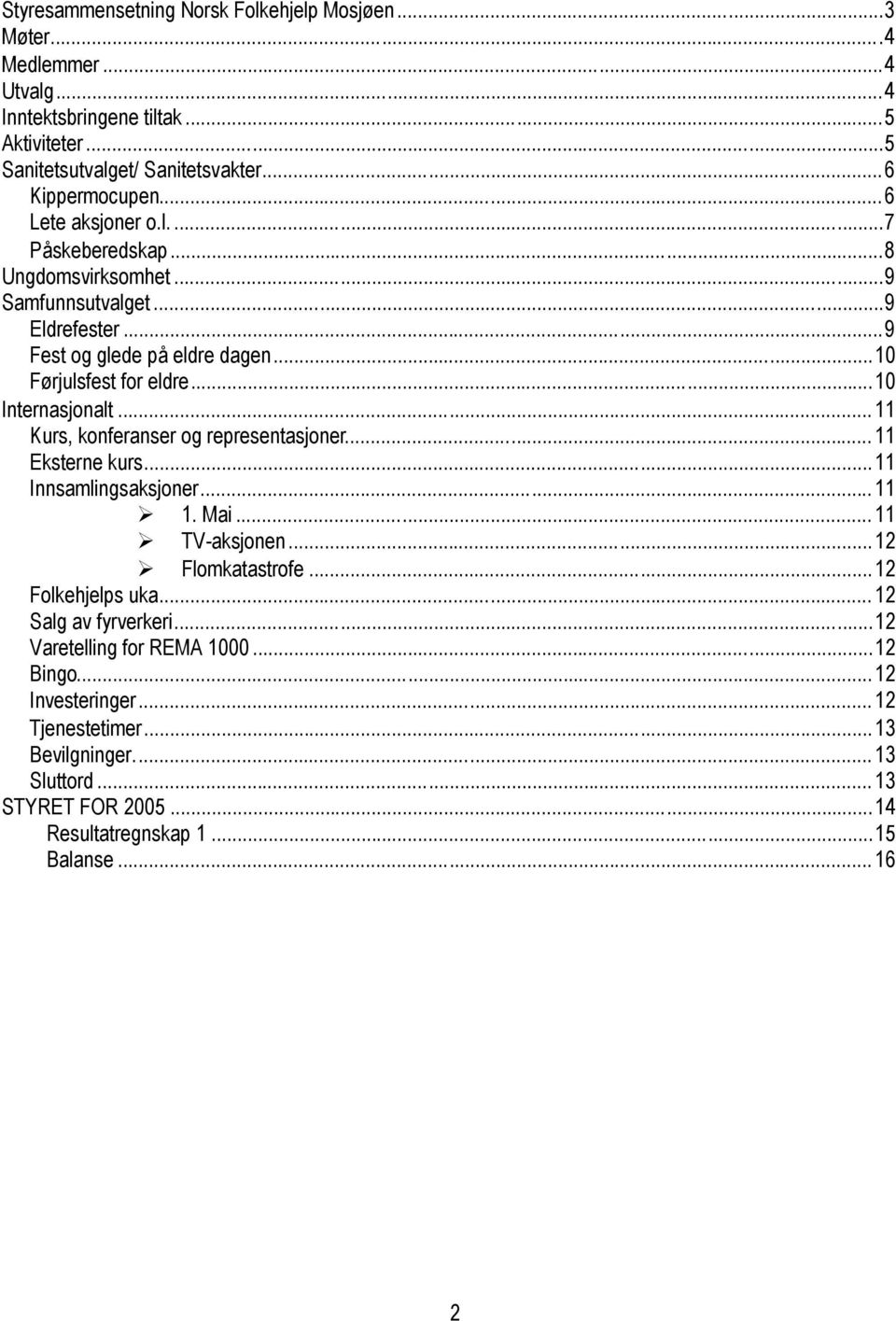 ..11 Kurs, konferanser og representasjoner... 11 Eksterne kurs...11 Innsamlingsaksjoner... 11 1. Mai... 11 TV-aksjonen...12 Flomkatastrofe...12 Folkehjelps uka.