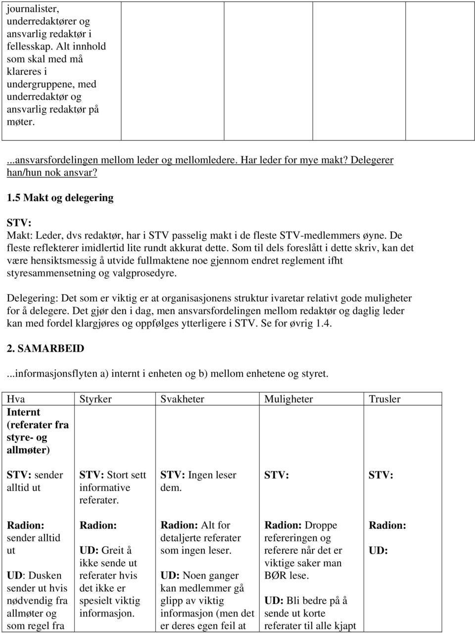 5 Makt og delegering Makt: Leder, dvs redaktør, har i STV passelig makt i de fleste STV-medlemmers øyne. De fleste reflekterer imidlertid lite rundt akkurat dette.