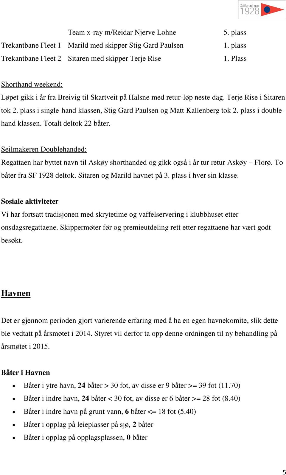 plass i single-hand klassen, Stig Gard Paulsen g Matt Kallenberg tk 2. plass i dublehand klassen. Ttalt deltk 22 båter.