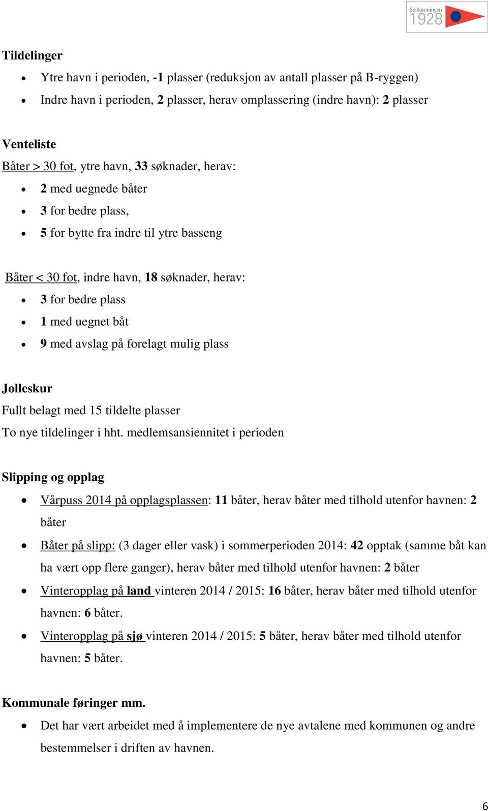 mulig plass Jlleskur Fullt belagt med 15 tildelte plasser T nye tildelinger i hht.