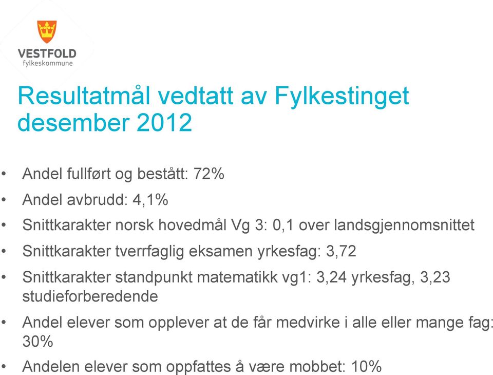 yrkesfag: 3,72 Snittkarakter standpunkt matematikk vg1: 3,24 yrkesfag, 3,23 studieforberedende Andel