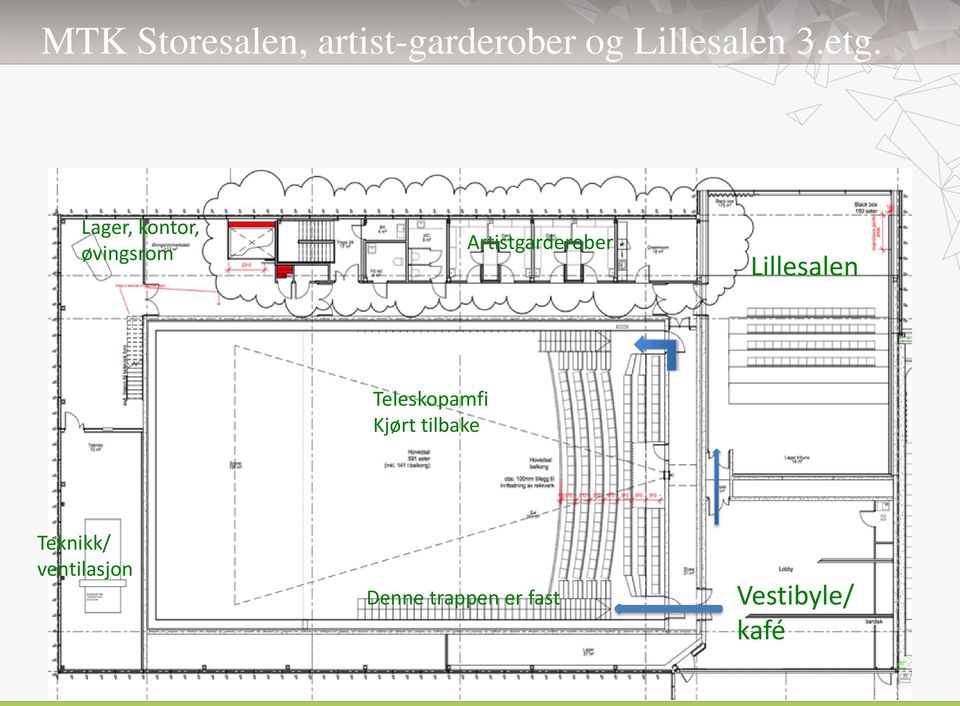 Lager, kontor, øvingsrom Artistgarderober