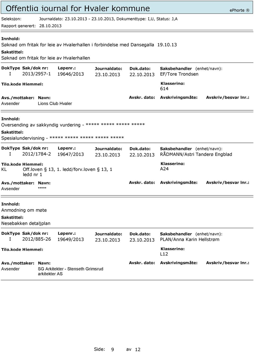 - ***** ***** ***** ***** Spesialundervisning - ***** ***** ***** ***** ***** 2012/1784-2 19647/2013 RÅDMANN/Astri Tanderø Engblad Off.loven 13, 1.