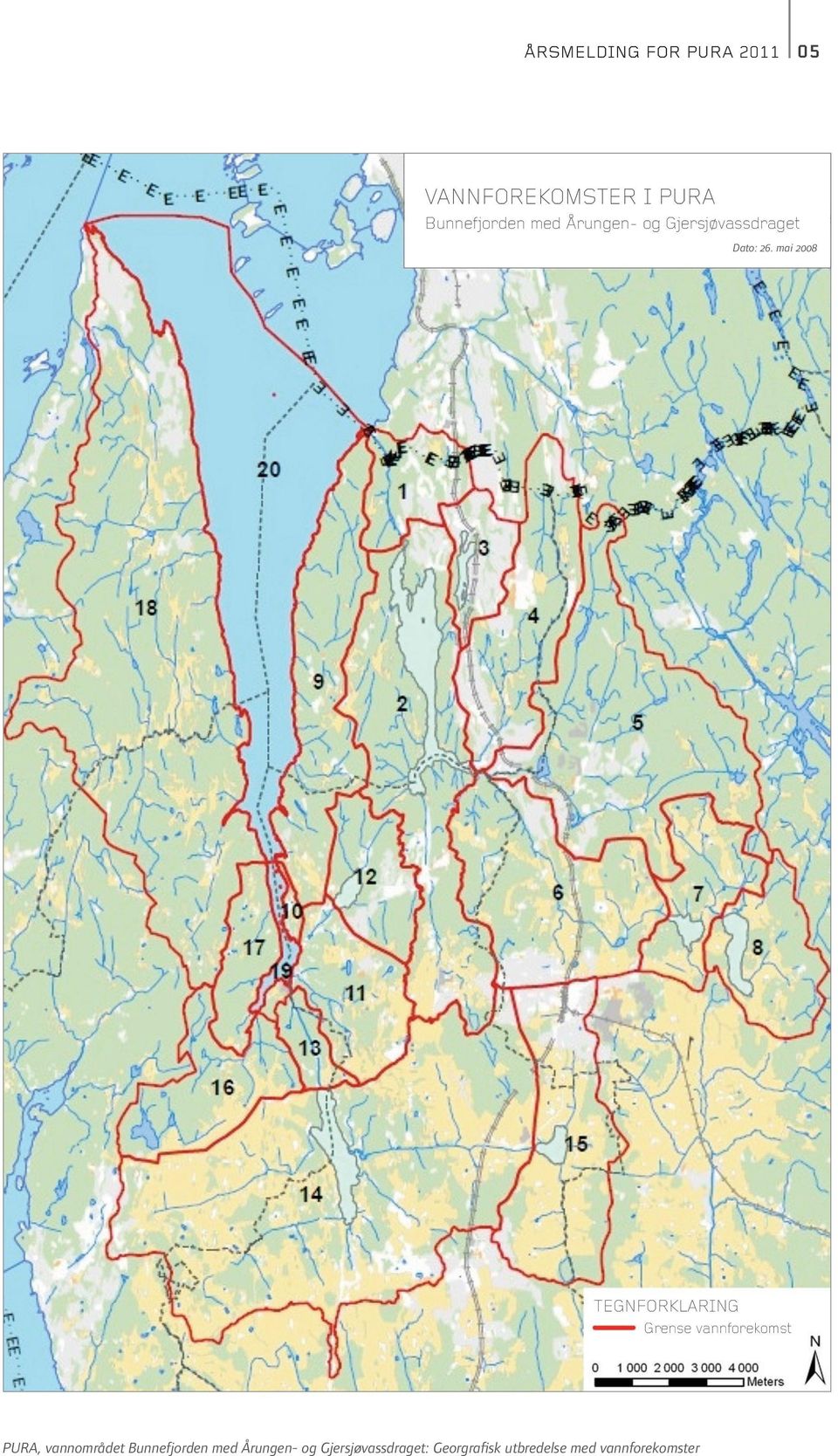 mai 2008 tegnforklaring Grense vannforekomst PURA, vannområdet