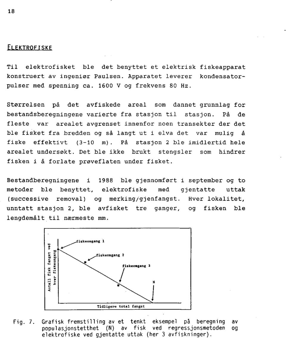 På de fleste var arealet avgrenset innenfor noen transekter der det ble fisket fra bredden og så langt ut i elva det var mulig å fiske effektivt (3-10 m).