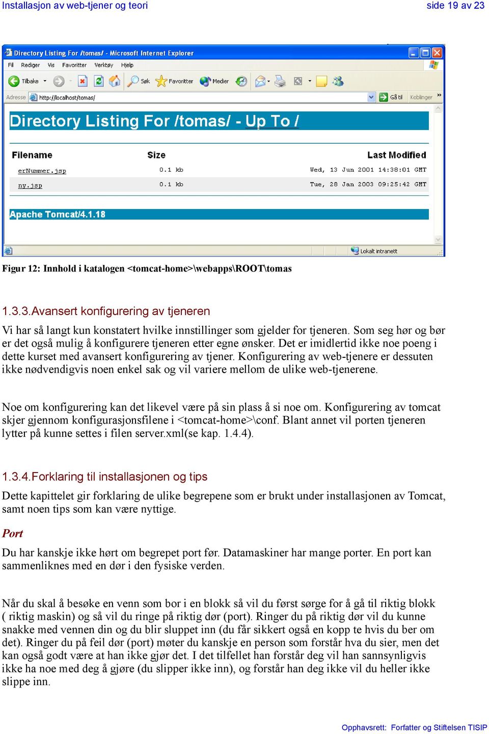 Konfigurering av web-tjenere er dessuten ikke nødvendigvis noen enkel sak og vil variere mellom de ulike web-tjenerene. Noe om konfigurering kan det likevel være på sin plass å si noe om.