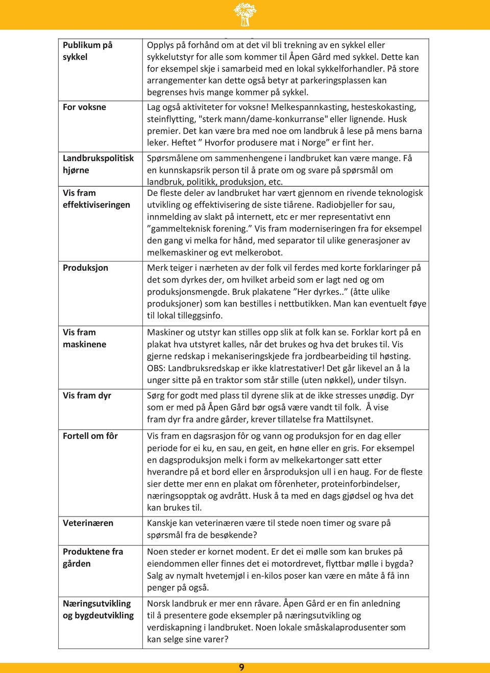 Opplys på forhånd om at det vil bli trekning av en sykkel eller sykkelutstyr for alle som kommer til Åpen Gård med sykkel. Dette kan for eksempel skje i samarbeid med en lokal sykkelforhandler.