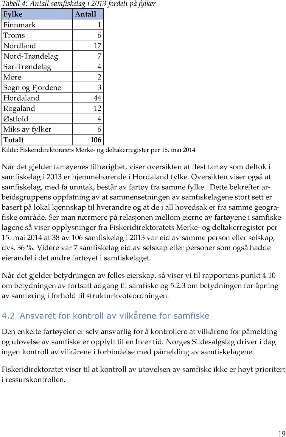mai 2014 Når det gjelder fartøyenes tilhørighet, viser oversikten at flest fartøy som deltok i samfiskelag i 2013 er hjemmehørende i Hordaland fylke.
