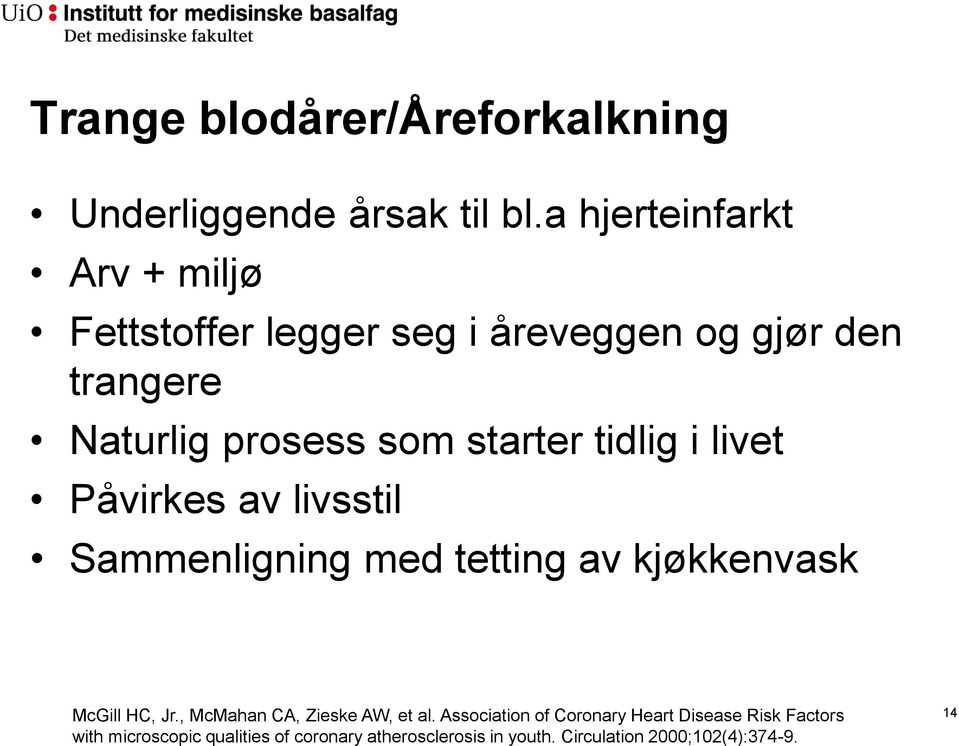 starter tidlig i livet Påvirkes av livsstil Sammenligning med tetting av kjøkkenvask McGill HC, Jr.