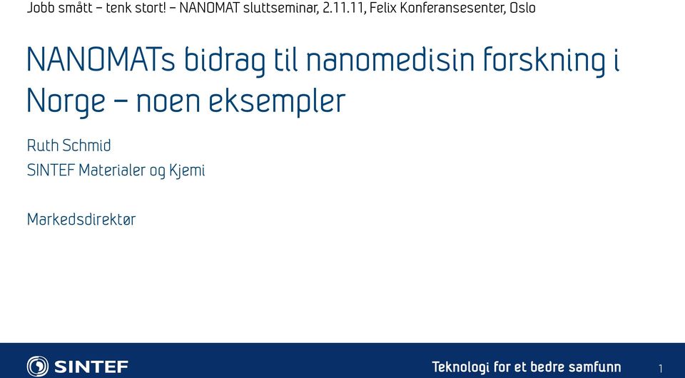 til nanomedisin forskning i Norge noen eksempler