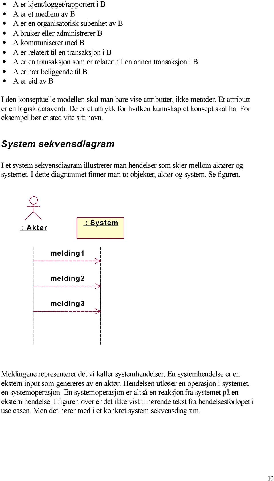 De er et uttrykk for hvilken kunnskap et konsept skal ha. For eksempel bør et sted vite sitt navn.