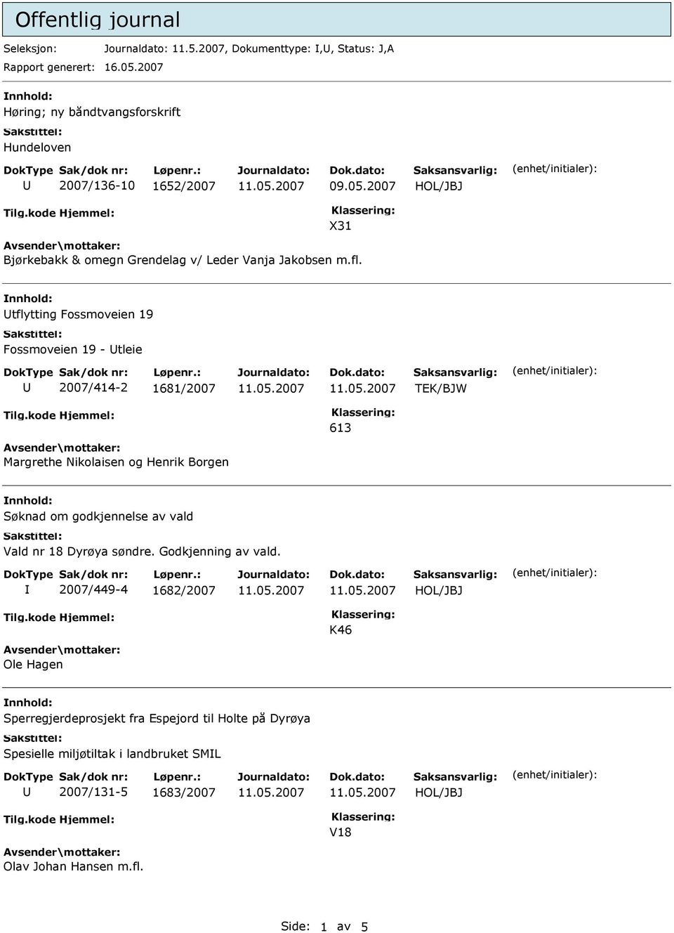 tflytting Fossmoveien 19 Fossmoveien 19 - tleie 2007/414-2 1681/2007 TEK/BJW 613 Margrethe Nikolaisen og Henrik Borgen Søknad om godkjennelse av vald