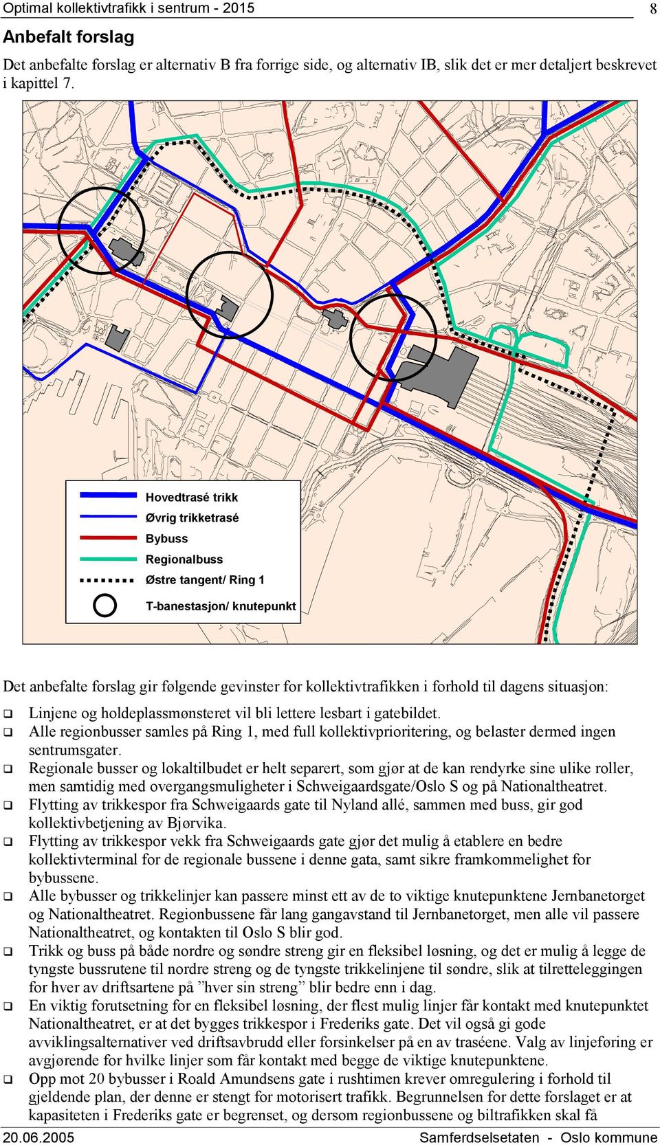 situasjon: # Linjene og holdeplassmønsteret vil bli lettere lesbart i gatebildet. # Alle regionbusser samles på Ring 1, med full kollektivprioritering, og belaster dermed ingen sentrumsgater.