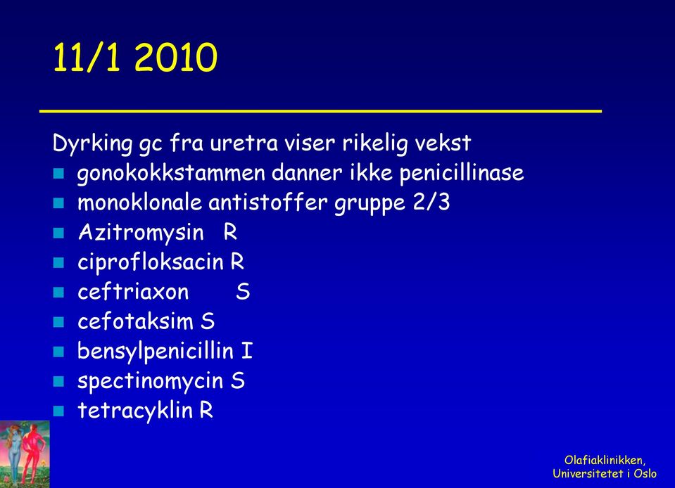 antistoffer gruppe 2/3 Azitromysin R ciprofloksacin R