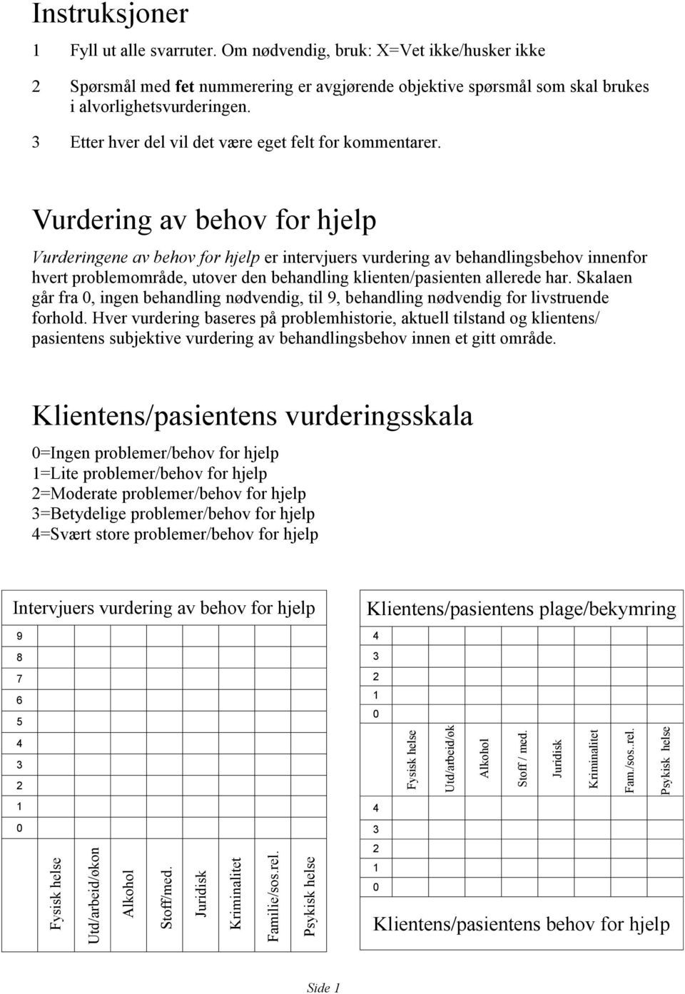 3 Etter hver del vil det være eget felt for kommentarer.