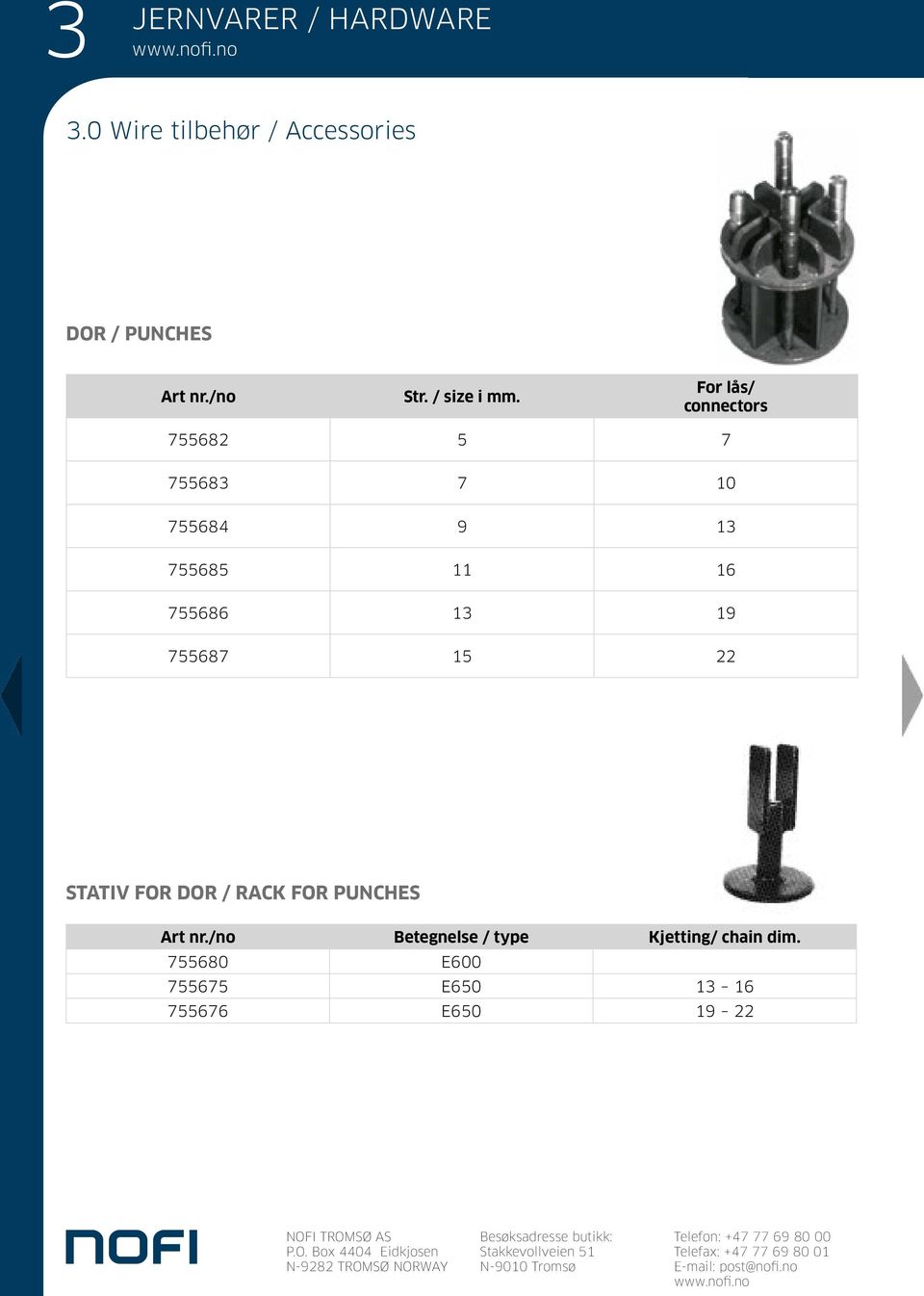 755686 13 19 755687 15 22 STATIV FOR DOR / RACK FOR PUNCHES