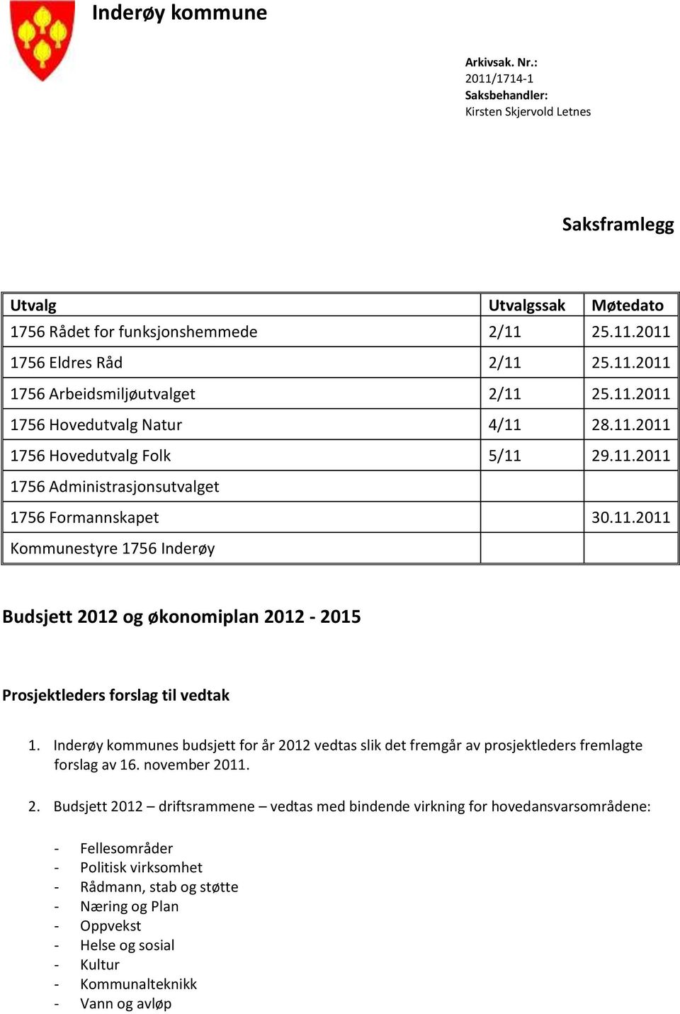 Inderøy kommunes budsjett for år 20