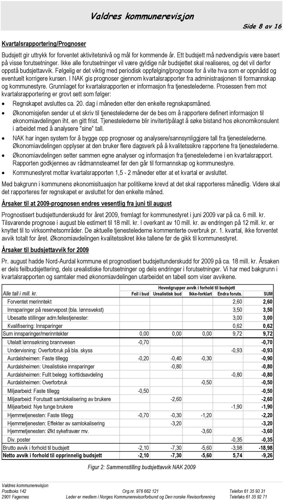 Følgelig er det viktig med periodisk oppfølging/prognose for å vite hva som er oppnådd og eventuelt korrigere kursen.