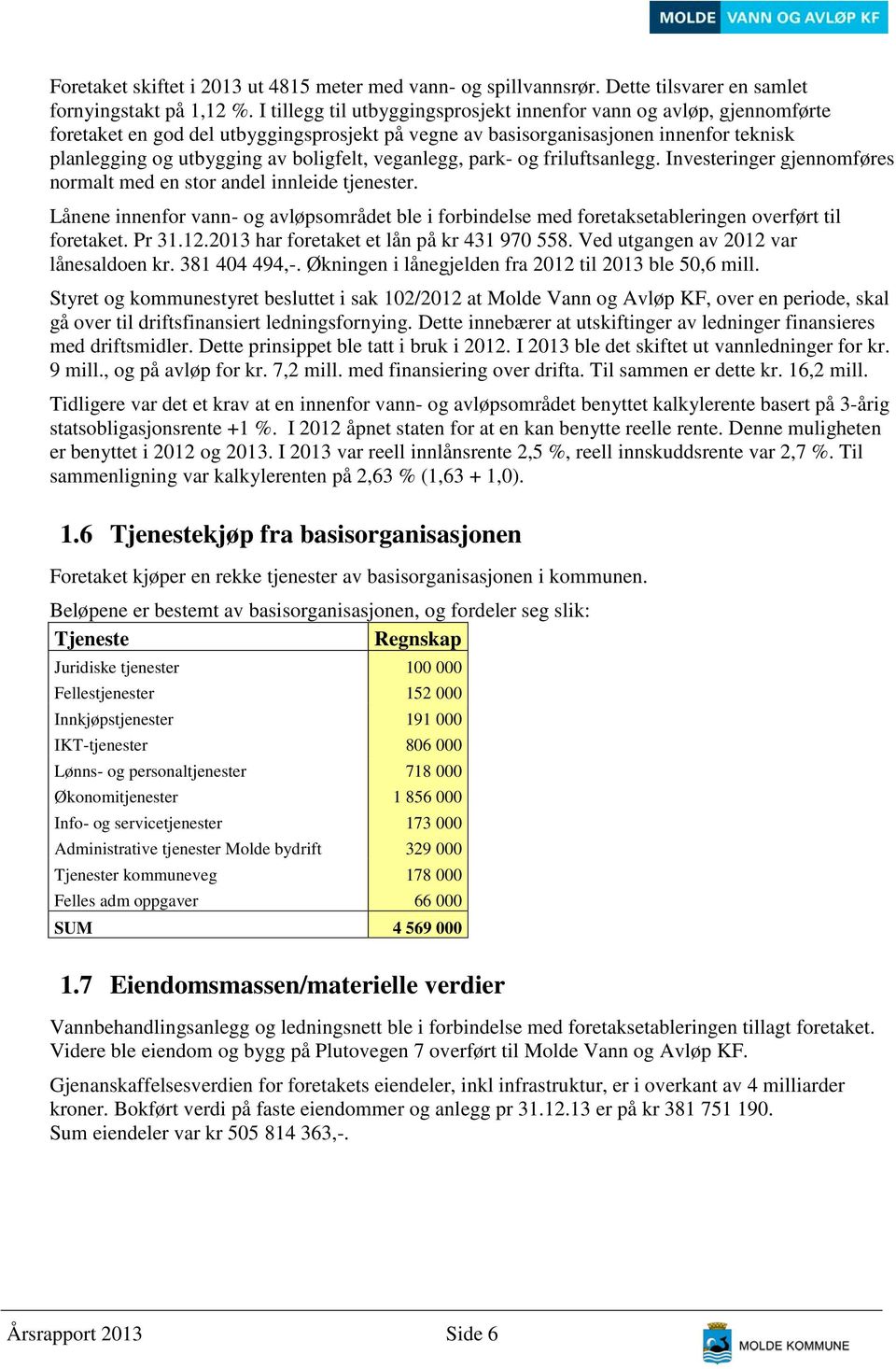 veganlegg, park- og friluftsanlegg. Investeringer gjennomføres normalt med en stor andel innleide tjenester.