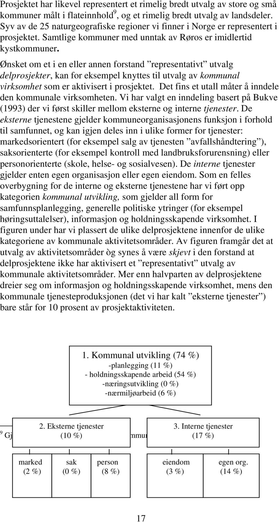 Ønsket om et i en eller annen forstand representativt utvalg delprosjekter, kan for eksempel knyttes til utvalg av kommunal virksomhet som er aktivisert i prosjektet.