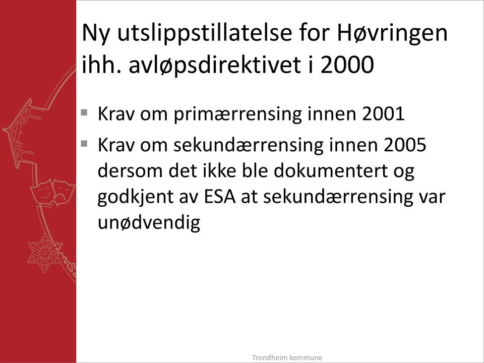 Krav om sekundærrensing innen 2005 dersom det ikke ble