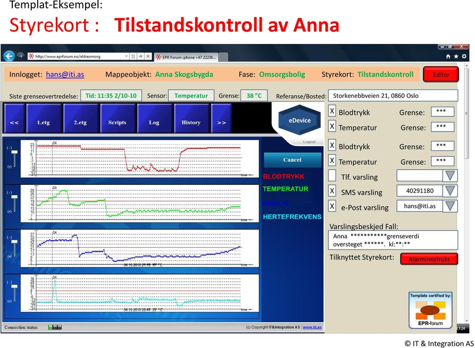 Temperatur Grense: 38 C Referanse/Bosted: edevice Storkenebbveien 21, 0860 Oslo Blodtrykk Grense: *** Temperatur Grense: *** Blodtrykk