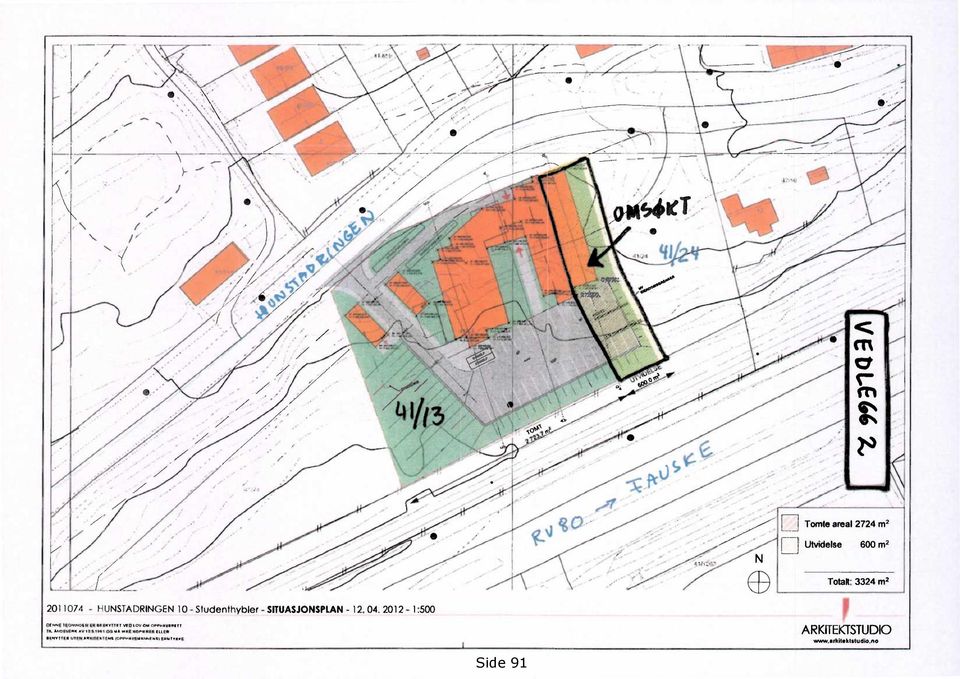 - HUNSTADRINGEN10 - Studenthybler - SITUASJONSPLAN - 12. 04. 2012-1:500 0E.