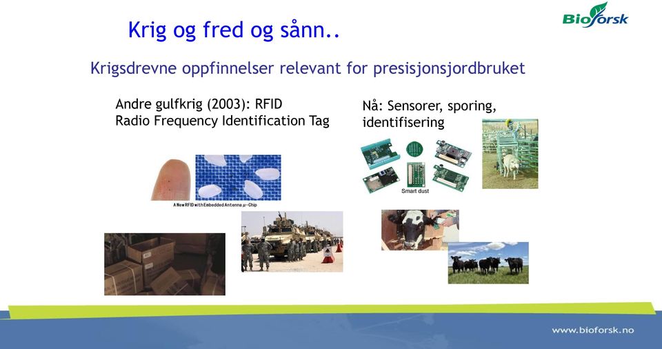 presisjonsjordbruket Andre gulfkrig (2003): RFID