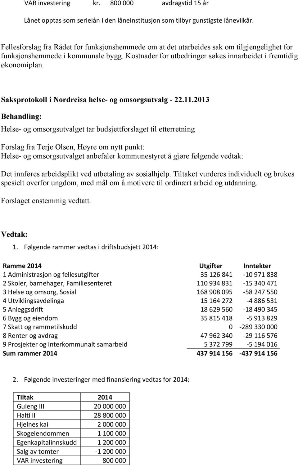 Saksprotokoll i Nordreisa helse- og omsorgsutvalg - 22.11.
