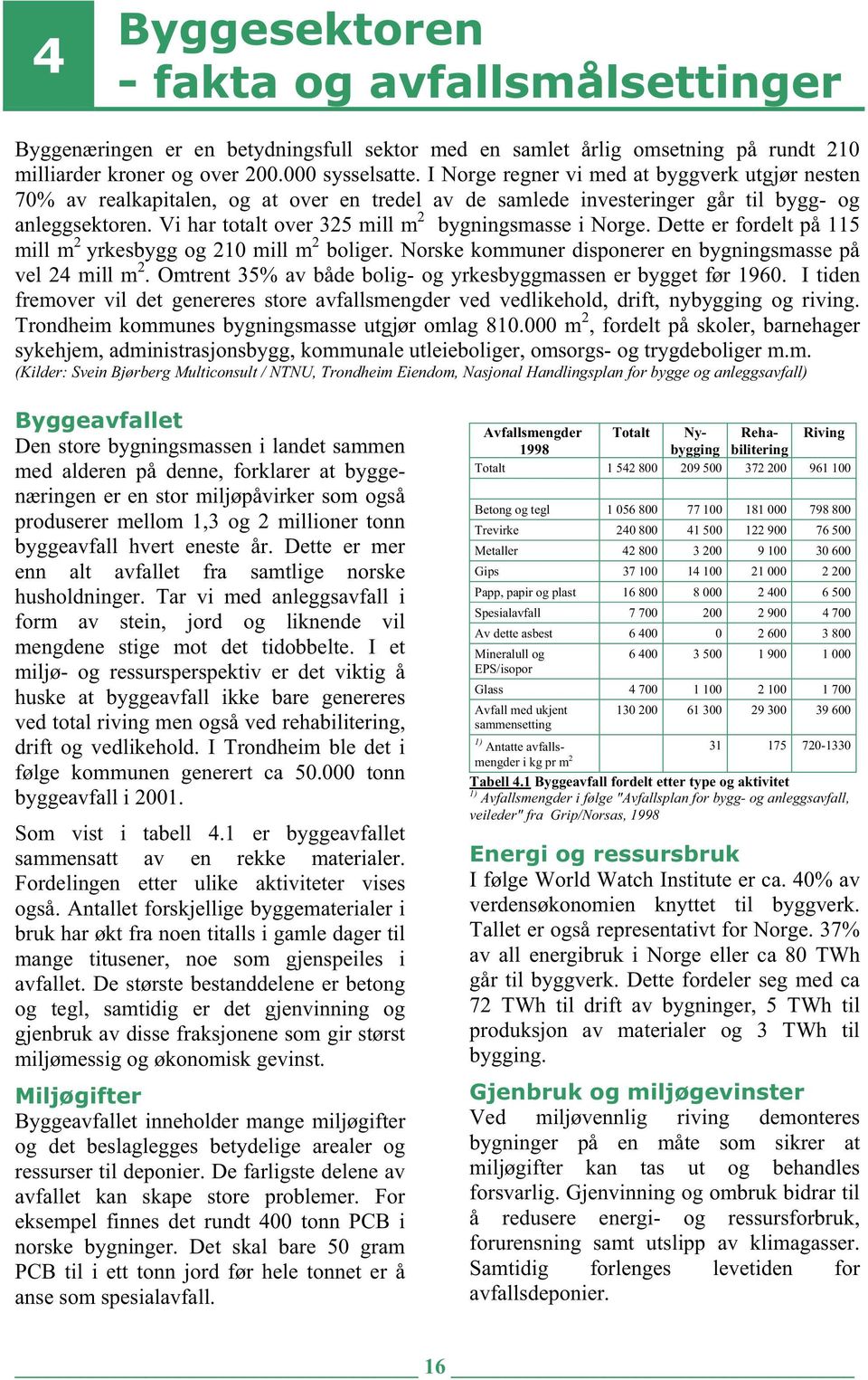 Vi har totalt over 325 mill m 2 bygningsmasse i Norge. Dette er fordelt på 115 mill m 2 yrkesbygg og 210 mill m 2 boliger. Norske kommuner disponerer en bygningsmasse på vel 24 mill m 2.