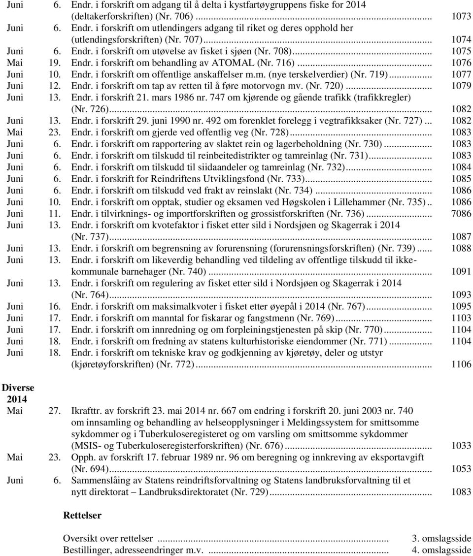 m. (nye terskelverdier) (Nr. 719)... 1077 Juni 12. Endr. i forskrift om tap av retten til å føre motorvogn mv. (Nr. 720)... 1079 Juni 13. Endr. i forskrift 21. mars 1986 nr.