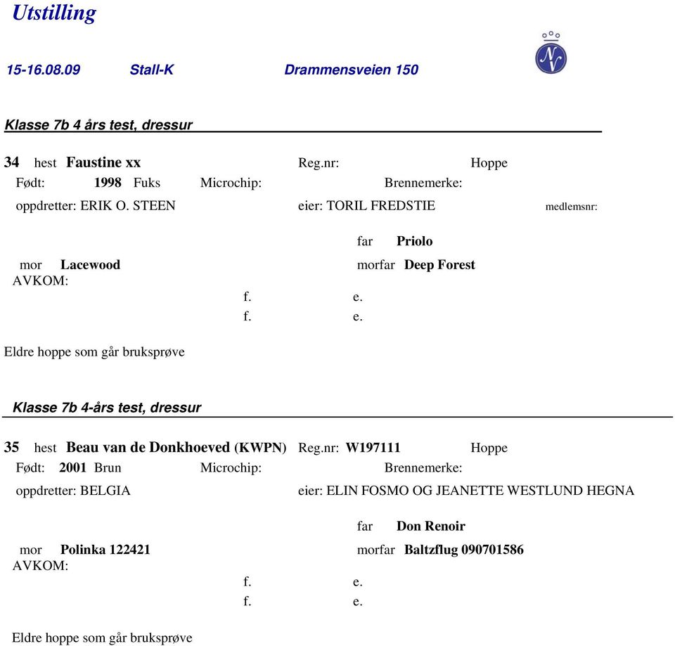 dressur 35 hest Beau van de Donkhoeved (KWPN) Reg.