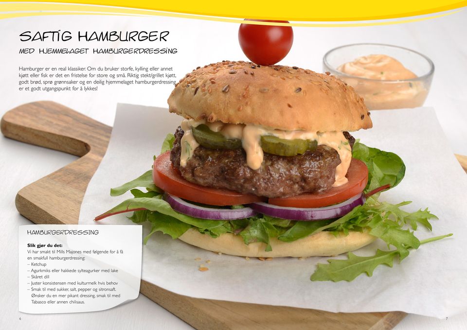 Riktig stekt/grillet kjøtt, godt brød, sprø grønnsaker og en deilig hjemmelaget hamburgerdressing er et godt utgangspunkt for å lykkes!